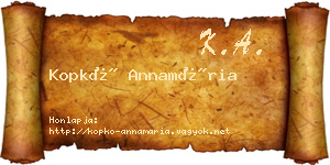 Kopkó Annamária névjegykártya